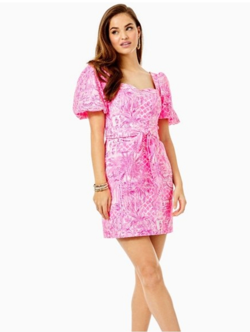 Lilly Pulitzer Merian Dress Pink Blossom Palm Beach Paradise Size 16